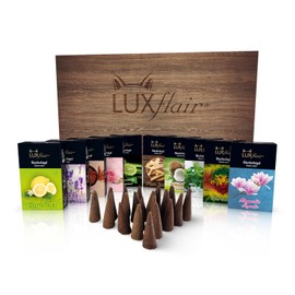 LUXflair Summer Incense Cones Set - 10 Packs of 20 Each Cone, Approx. 20 Minutes Glow Duration, for Relaxed Atmosphere, Traditionally Made in India