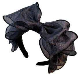 Guojiang Retro-Fashion Black-Bow Headband HairBands Elegant Mesh HairBand Black Hair Accessories For Girls And Ladies Hair Accesso