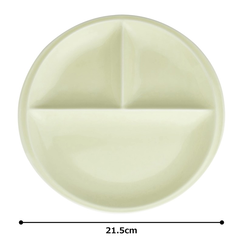 titto P37003 3-Compartment Dish (Round), Light Green