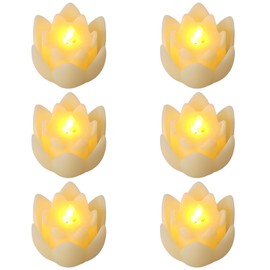 6 PCS LED Lotus Table Candles - 3’’ Lotus Lamps Electronic Buddhist Lights Battery Operated Buddha Flickering Warm White Lights for Home Decorative Temple Desktop Centerpiece