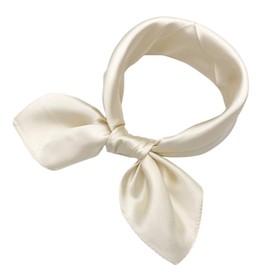 YOUR SMILE Silk Feeling Like Solid Color Scarf Women’s Fashion Pattern Large Square Satin Headscarf Headdress 24''x24'',Cream Ivory White