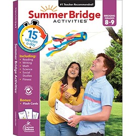 Summer Bridge Activities 8-9 Workbooks, Math, Reading Comprehension, Writing, Science, Social Studies, Fitness, Summer Learning 9th Grade Workbooks All Subjects With Flash Cards (160 pgs)