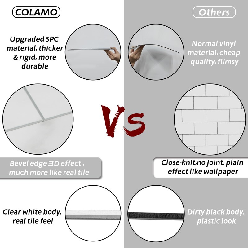 COLAMO Luxury 10-Sheet Peel and Stick Backsplash,Self Adhesive Faux Stone