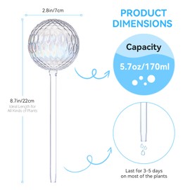 FLORA GUARD Plant Watering Globes, 4-PCS Glass Self Watering Planter Insert, Rhombus Patterned Water Globes, Automatic Plant Waterer Bulbs Devices