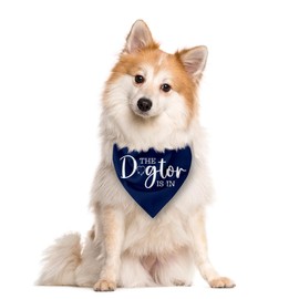 The Dogtor is in Dog Bandana, Funny Cute Therapy Dog Bandana, for Dogs Lovers, Pet Scarf Accessories for Small Medium Dogs Cats Photo Prop, Dark Blue Pet Triangle Scarf