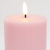 Girimax Pink Ribbed Flameless Pillar Candles with Remote, Flat Top