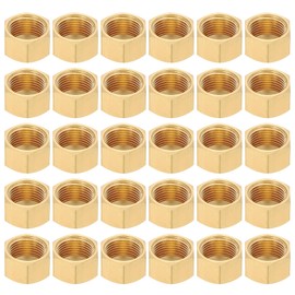 PATIKIL 5/16" Brass Compression Cap Stop Valve Cap, 30Pcs Hex Thread Pipe Fitting Tubing Ends Sealing Cap for Air Conditioner, Water, Air, Gas Line