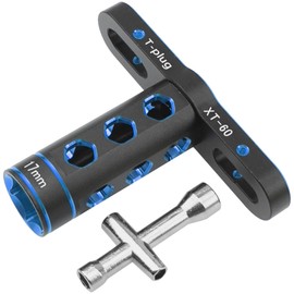 Vgoohobby RC Car Tool 17mm Hex Adapter Wheel Wrench w/ 4mm 5mm 5.5mm 7mm Hex Socket Wrench Compatible with Traxxas Axial Arrma HSP Redcat Tamiya ECX HPI 1/8 1/10 1/12 Car Truck (Blue)