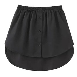 OBBUE Women's Mini Adjustable Shirt Extender Removable Layering Half Length Underskirt with Buttons Black Medium