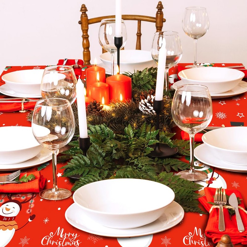 Tablecloth Christmas, Christmas Tablecloth Rectangular Plastic Christmas Table Runner Tablecloths