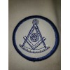 Embroidered Masonic Sun Square & Compass Patch White & Blue