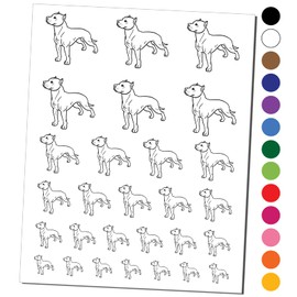 Friendly American Pit Bull Terrier Pet Dog Temporary Tattoo Water Resistant Fake Body Art Set Collection - Red (One Sheet)