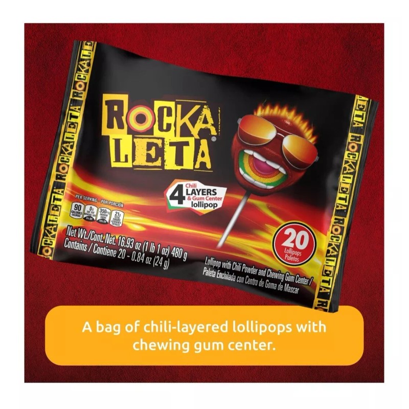 Sonrics - Rockaleta (Spicy Lollipops with Gum Center) 1pk/20ct **MEXICAN