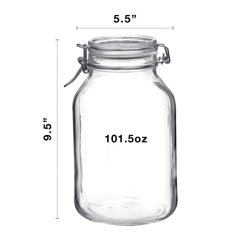 Bormioli Rocco Fido Round Jar, 101-1/2-Ounce, Clear