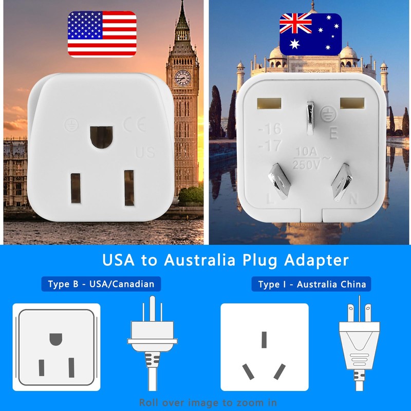 New Zealand Power Adapter USA to Australia Plug Adapter Australia