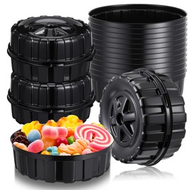 Uiifan 12 Pcs Truck Wheels Plastic Food Containers with Lids Race Car Wheels Disposable Candy Boxes for Truck Themed Birthday Party Supplies Baby Shower Race Car Party Decorations