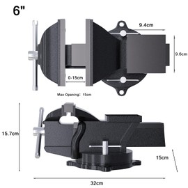 NEUWEABY Combination Vise | Heavy Duty Utility Pipe Bench Vise | 6" Bench Vices Jaw with Anvil Ductile Cast Iron | Secure Grip with Swivel Locking Base Table Top Clamp Heavy Duty Vice