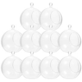 DOITOOL 10pcs Christmas Decoration Ball Plastic Flower Pots Clear Fillable Ornaments Plants Christmas Candle Holder Clear Fillable Ball Empty Fillable Ball Display Snow Clothing The Fence