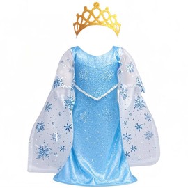 NHQ Doll Clothing, Ice Princess Dress with Tiara, Blue Doll Clothes for 35-45 cm Newborn Dolls, Doll Accessories, blue