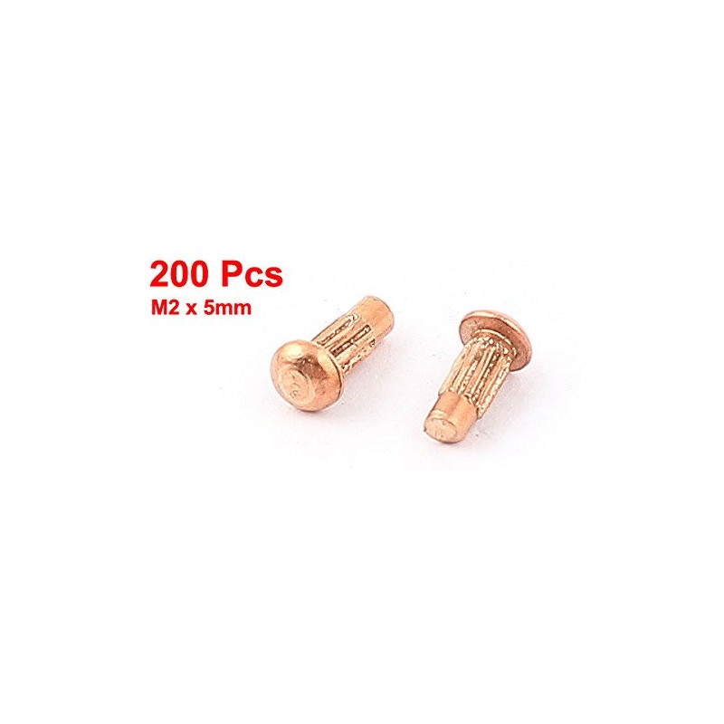 Sourcingmap 200 Pcs 5/64" x 13/64" Copper Round Head Solid