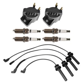 TRQ Ignition Coil and Spark Plug Kit 7 Piece Spark Plug Wire Set Iridium Spark Plugs Compatible with 2000-2002 Saturn SC2 SL2 2000-2001 SW2