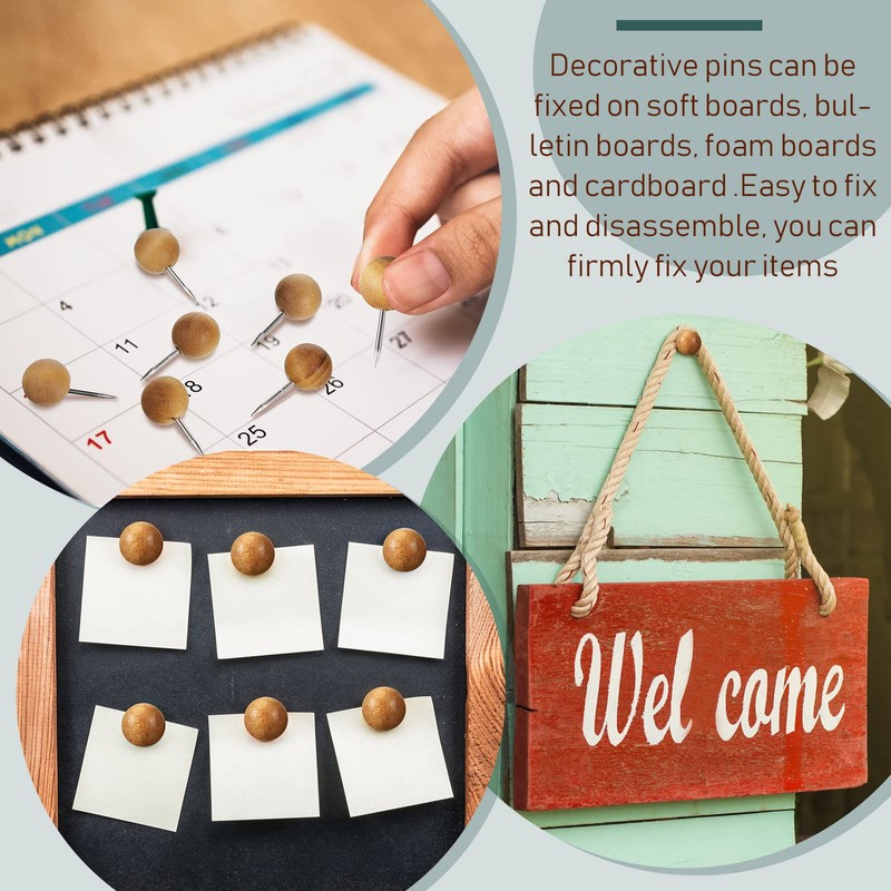 Wooden Push Pins Thumb Tacks Push Pins for Cork Board
