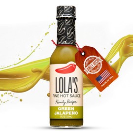 Lola’s Green Jalapeño and Serrano Hot Sauce | Fresh Jalapeños, Serrano Peppers & Lime | 0 Calories, 0g Fat, Low Sodium | All-Natural, Keto, Gluten-Free, Plant-Based | 5 Fl Oz (Pack of 1)