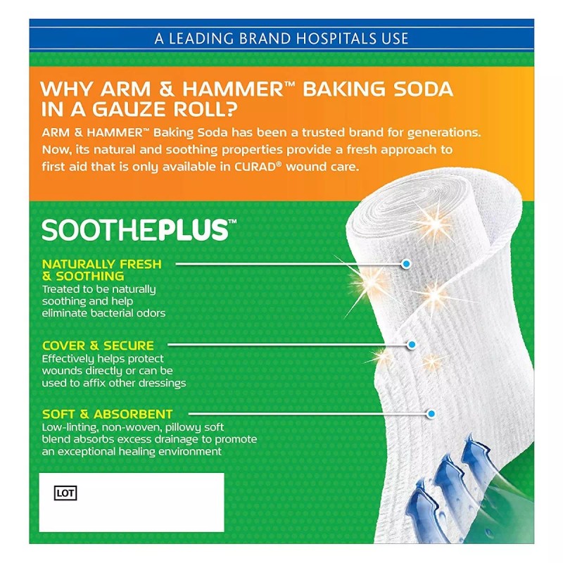 Curad Bv Sootheplus Rolled Gasa Con Arm & Hammer Bicarbonato