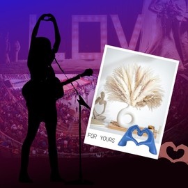 MHOOW Heart Hands Sculpture Decor for Bedroom Living Room Bookshelf Table, Aesthetic Modern Love Finger Heart Hands Statues, Boho Wedding Home Decor Accessories (Blue)