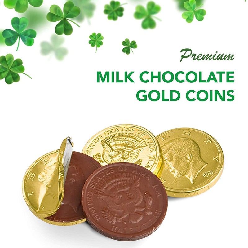 R.M. Palmer Small Mesh Bag Premium Milk Chocolate Coins, Gold