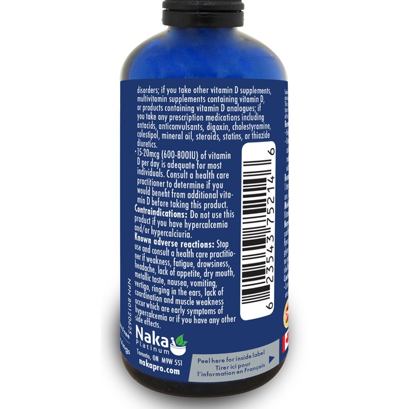 Naka Platinum Liposomal Vitamin D3, INSTANT BIOAVAILABILITY, 2000 IU DROPS,