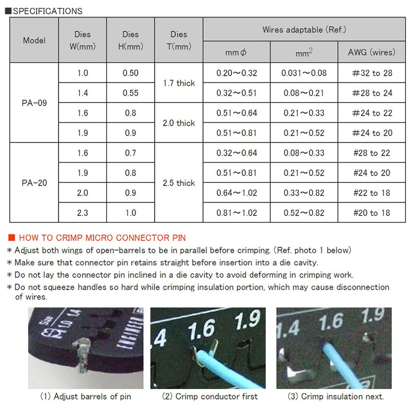 ENGINEER PA-09 Precision Micro Connector Crimping Pliers 175mm. Made in