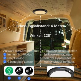 Deyagoo Ceiling Light with Motion Sensor, 10000 mAh Wireless LED Ceiling Light, Flat Lamp, Motion Sensor, Indoor, Round Sensor Light with Timer, 3 Colour Temperatures, Lamp Ceiling for Hallway, Garage