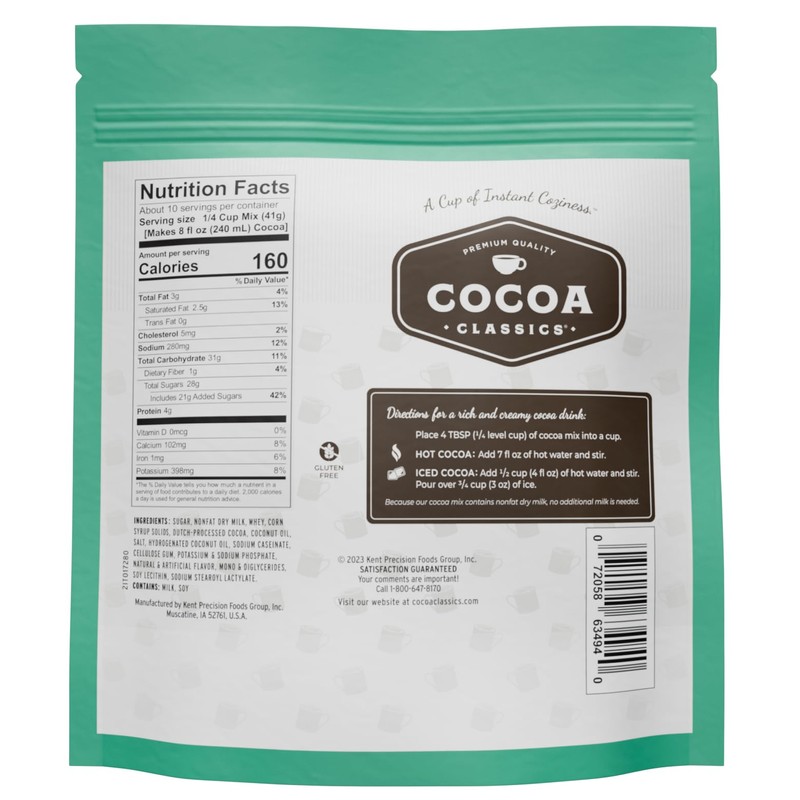 Cocoa Classics Mint Cocoa Mix, Hot Chocolate, Made with Nonfat