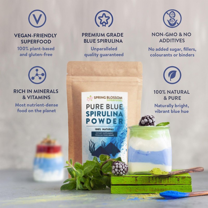 Spring Blossom 75G Blue Spirulina Powder 100% Natural Phycocyanin Vibrant