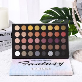 Professional Neutral Eyeshadow Makeup Palette, 40 Pigmented Matte Shimmer Warm Eye Shadows, Naked Nudes Rose Gold Smoky Brown Pressed Powder Pallet Make Up Kit