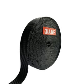 QIANF 1 Inch Polypropylene Webbing 10 Yards Heavy Duty Thicken Poly Webbing Straps for Climbing DIY Crafts Belts Collars Outdoor Gear Repair, Black