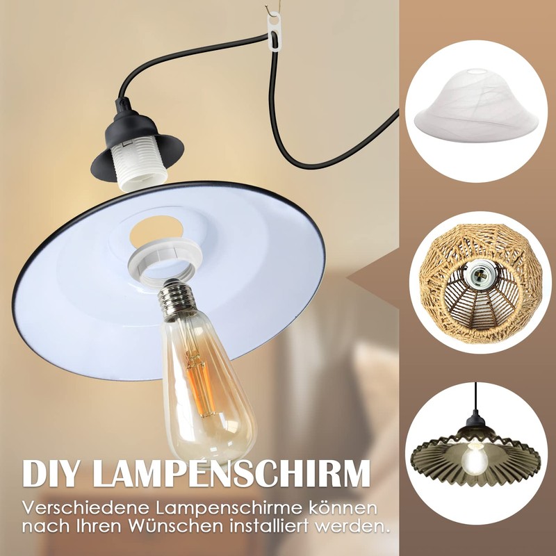 Metal Pendant Light Kit with Switch, Vintage Pendant Lamp with