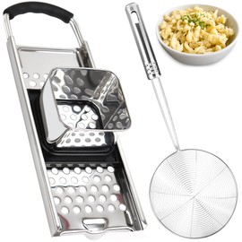 2 Pack Spaetzle Maker, METLUCK Premium Grade Stainless Steel Spaetzle Maker with Spider Strainer for Homemade Spaetzle German Egg Noodle Maker