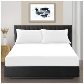 Easy Care Microfiber Plain Dyed Single Fitted Sheet, Soft Polyester Luxury 25 CM Deep Microfibre Bed Sheets With Elasticated Corners, White Bed Sheet