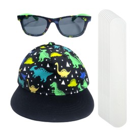 1 Piece Dinosaur Baseball Cap, 1 Piece Dinosaur Sunglasses And 10 Piece Hat Brim Patches, Children'S Sun Hat, Summer Sun Hat, Dinosaur Sun Protection Set.