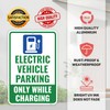 1PC Electric Vehicle Parking Sign, 18 x 12 Inches -