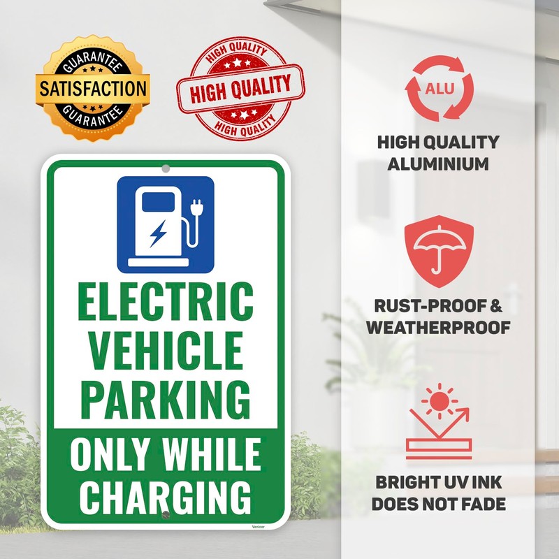 1PC Electric Vehicle Parking Sign, 18 x 12 Inches -