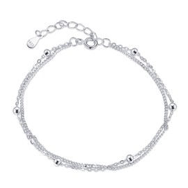 SILBERTALE 925 Sterling Silver Ball Bracelet Ball Beads Chain Bracelets for Women Layered Ladies Jewellery Bracelet
