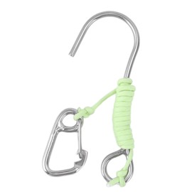 Diving Single Hook 316 Stainless Steel Anti Lost Reef Hook with Lanyard Glow in The Dark for Underwater Scuba Diving Green