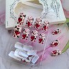 24Pcs Valentines Press on Nails Medium Square Fake Nails Red
