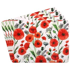 Lesser & Pavey Red Poppy Fields Lovely Floral Design Set of 4 Matching Placemats