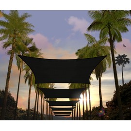 Amgo Custom Size 14' x 20' Black Rectangle Square Sun Shade Sail UPF50+ AGTAPR1218, Order to Make Canopy Awning, 95% UV Blockage, Water & Air Permeable, Commercial and Residential (We Customize)