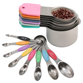 Stainless Steel Magnetic Measuring Cups and Spoons Set with Leveler for Baking Cooking, Baking Measuring Cups, Kitchen Gadgets