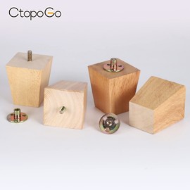 3 Inch Wood Furniture Legs, Wooden Couch Sofa Leg Feet Set of 4, Mid-Century Modern Natural Square Replacement Legs for Sectional Nightstand Armchair Recliner Table Dresser Sideboard